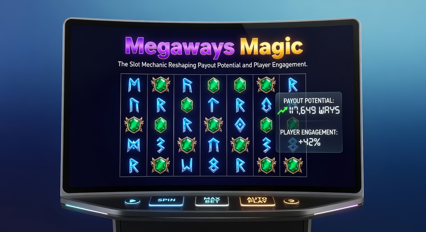 Detaillierte Darstellung eines Megaways-Spins mit explodierenden Symbolen, Multiplikatoren und einer Kaskade von Gewinnen, die die Magie des Mechanismus einfängt